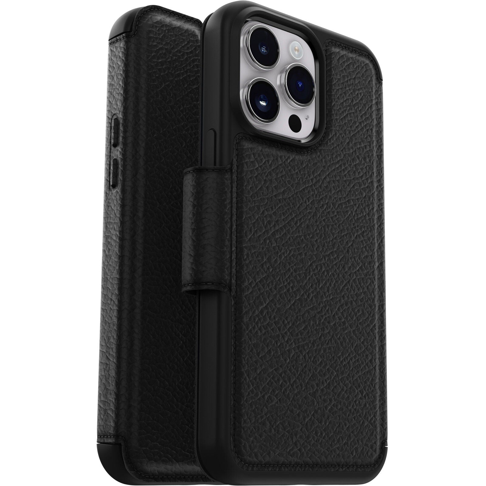 OtterBox Strada iPhone 14 Pro Max Case - Black Leather Folio, 3X Drop Protection Otterbox