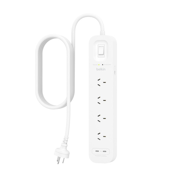 Belkin SurgePro 4-Outlet Surge Protector with Dual USB-C 30W Ports - White Belkin