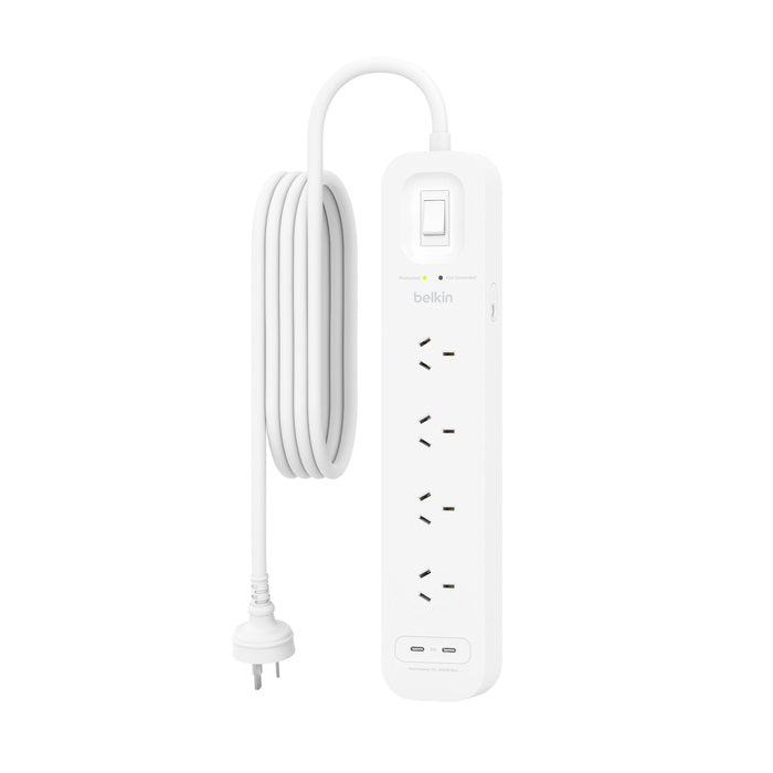 Belkin SurgePro 4-Outlet Surge Protector with Dual USB-C 30W Ports - White Belkin