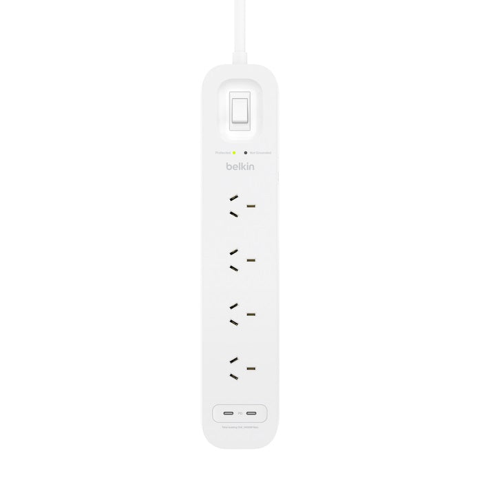 Belkin SurgePro 4-Outlet Surge Protector with Dual USB-C 30W Ports - White Belkin