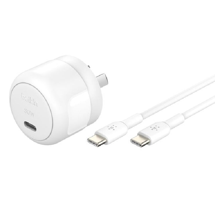 Belkin BoostCharge 30W USB-C Wall Charger with Cable - White Belkin