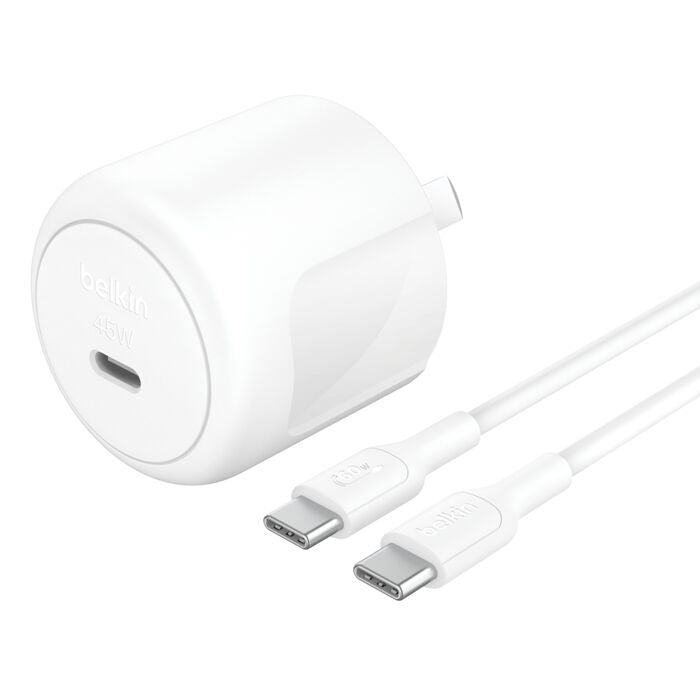 Belkin BoostCharge 45W USB-C PD Wall Charger + USB-C Cable (1M) - White Belkin