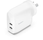 Belkin BoostCharge Pro 60W Dual USB-C Fast Wall Charger - White Belkin