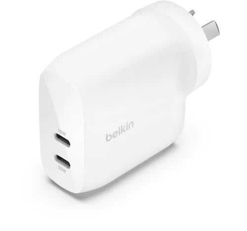 Belkin BoostCharge Pro 60W Dual USB-C Fast Wall Charger - White Belkin