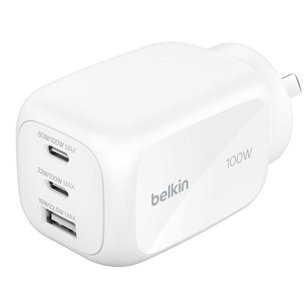 Belkin BoostCharge Pro 100W GaN Wall Charger - 3 Port USB-C/A Belkin