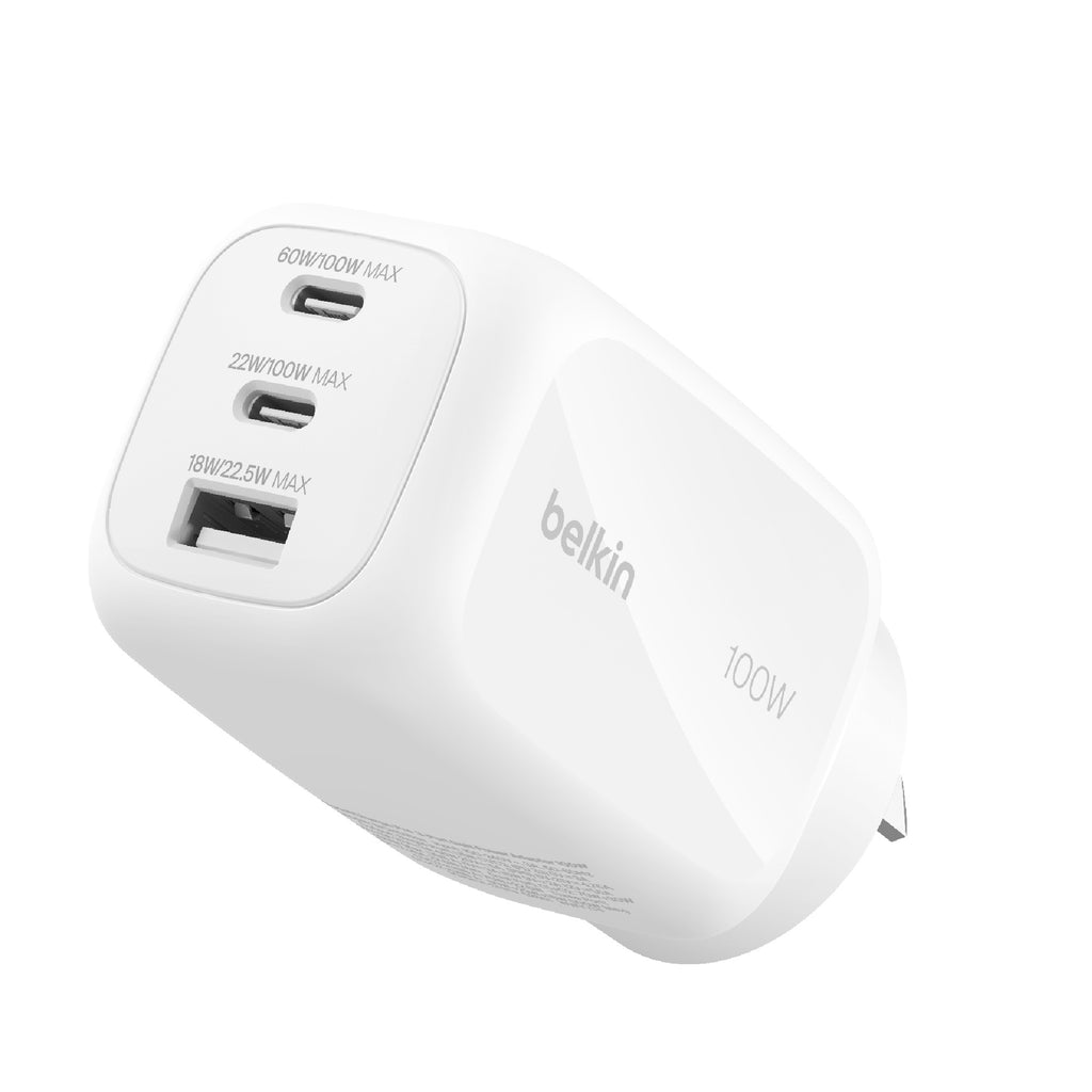 Belkin BoostCharge Pro 100W GaN Wall Charger - 3 Port USB-C/A Belkin