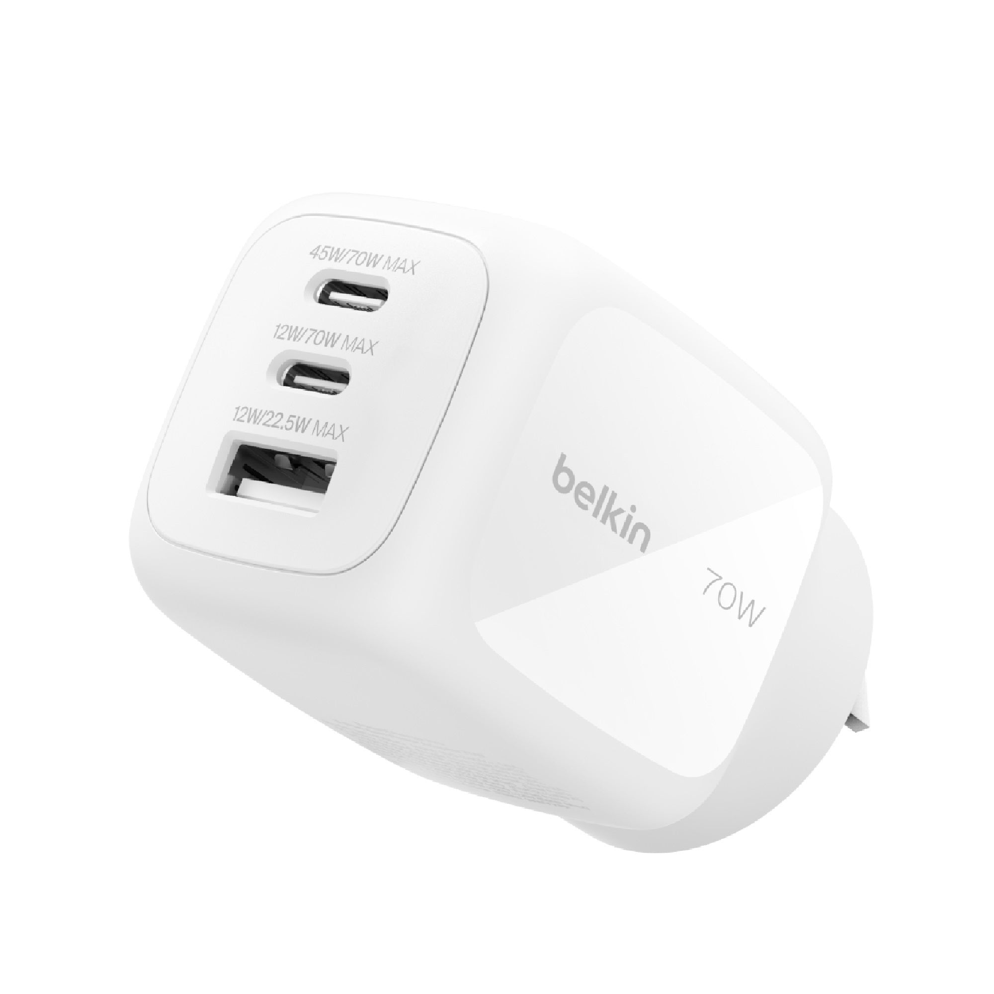 Belkin BoostCharge Pro 70W 3-Port GaN Charger | Fast Laptop & Travel 
