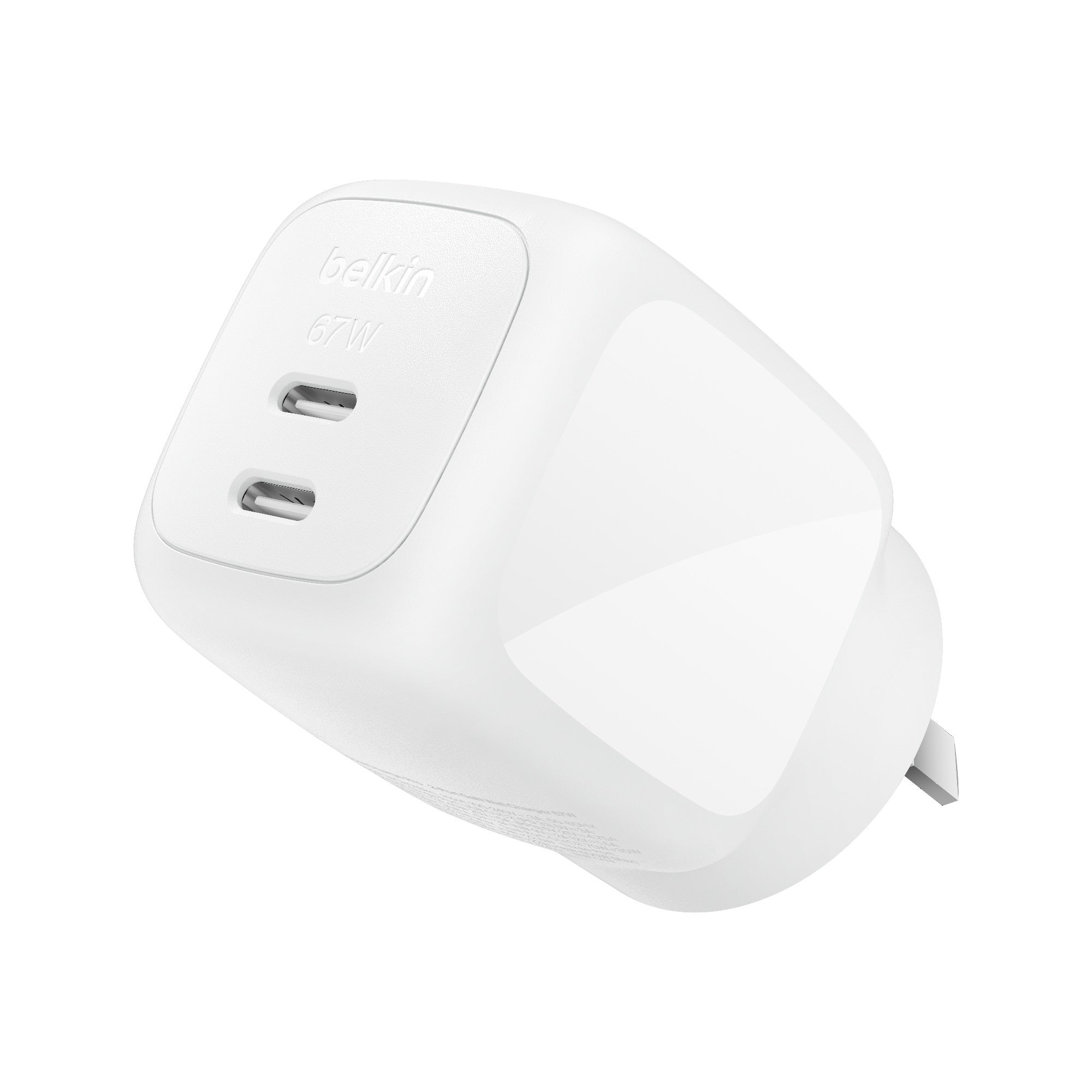 Belkin BoostCharge Pro 67W Dual USB-C GaN Wall Charger, White Belkin