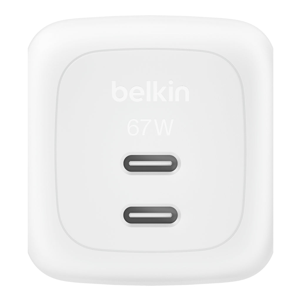 Belkin BoostCharge Pro 67W Dual USB-C GaN Wall Charger, White Belkin