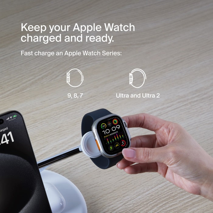 Belkin BoostCharge Pro 3-in-1 Qi2 Magnetic Wireless Charger Stand - 15W Black Belkin