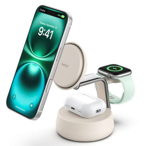 Belkin BoostCharge Pro 3-in-1 Magnetic Qi2 Wireless Charging Dock - Black 
