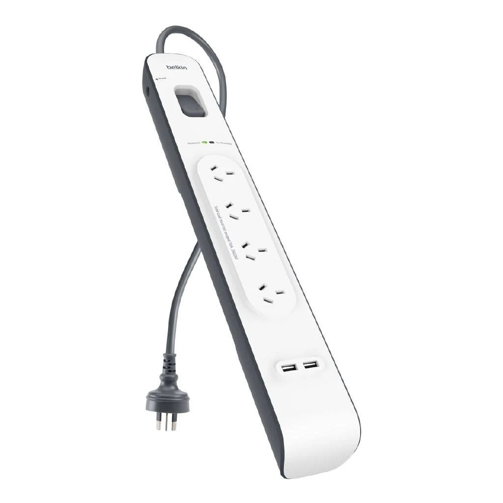 Belkin SurgePlus 4-Outlet Surge Protector Strip with 2 USB Ports - White Belkin