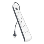 Belkin SurgePlus 4-Outlet Surge Protector Strip with 2 USB Ports - White Belkin