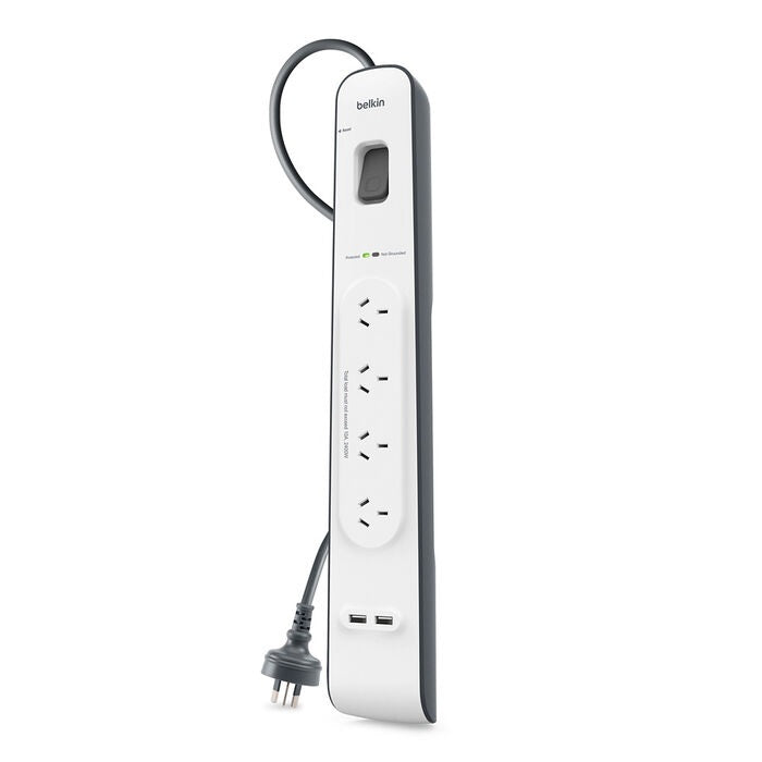 Belkin SurgePlus 4-Outlet Surge Protector Strip with 2 USB Ports - White Belkin