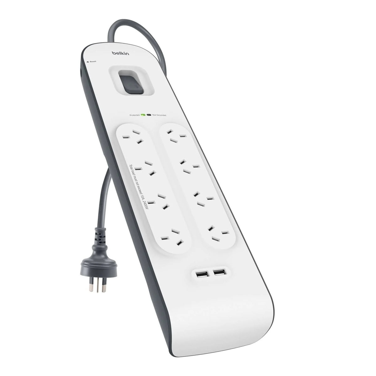 Belkin SurgePlus 8-Outlet Surge Protector with Dual USB 2.4A - White 