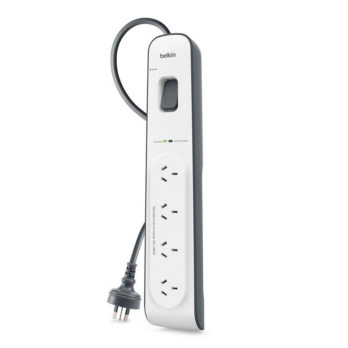 Belkin SurgeMaster 4-Outlet Surge Protector with 2M Cord - White/Grey Belkin