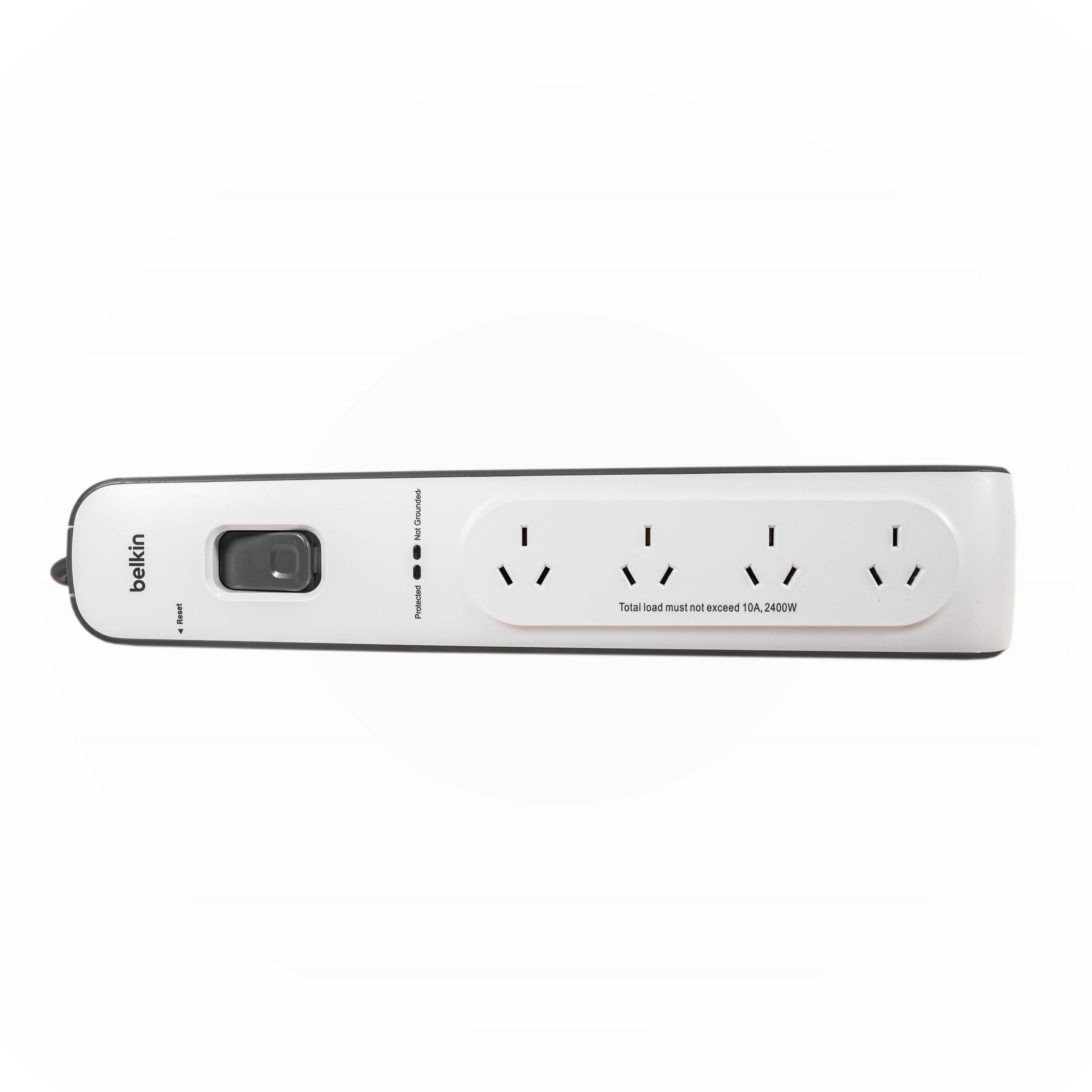 Belkin SurgeMaster 4-Outlet Surge Protector with 2M Cord - White/Grey Belkin