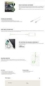 Belkin Lightning to 3.5mm Audio Cable 1.8M - High-Res MFi Black 