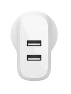 Belkin BoostCharge 24W Dual USB-A Wall Charger & USB-C Cable (1M) - White Belkin