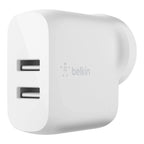 Belkin BoostCharge 24W Dual USB-A Wall Charger & USB-C Cable (1M) - White Belkin