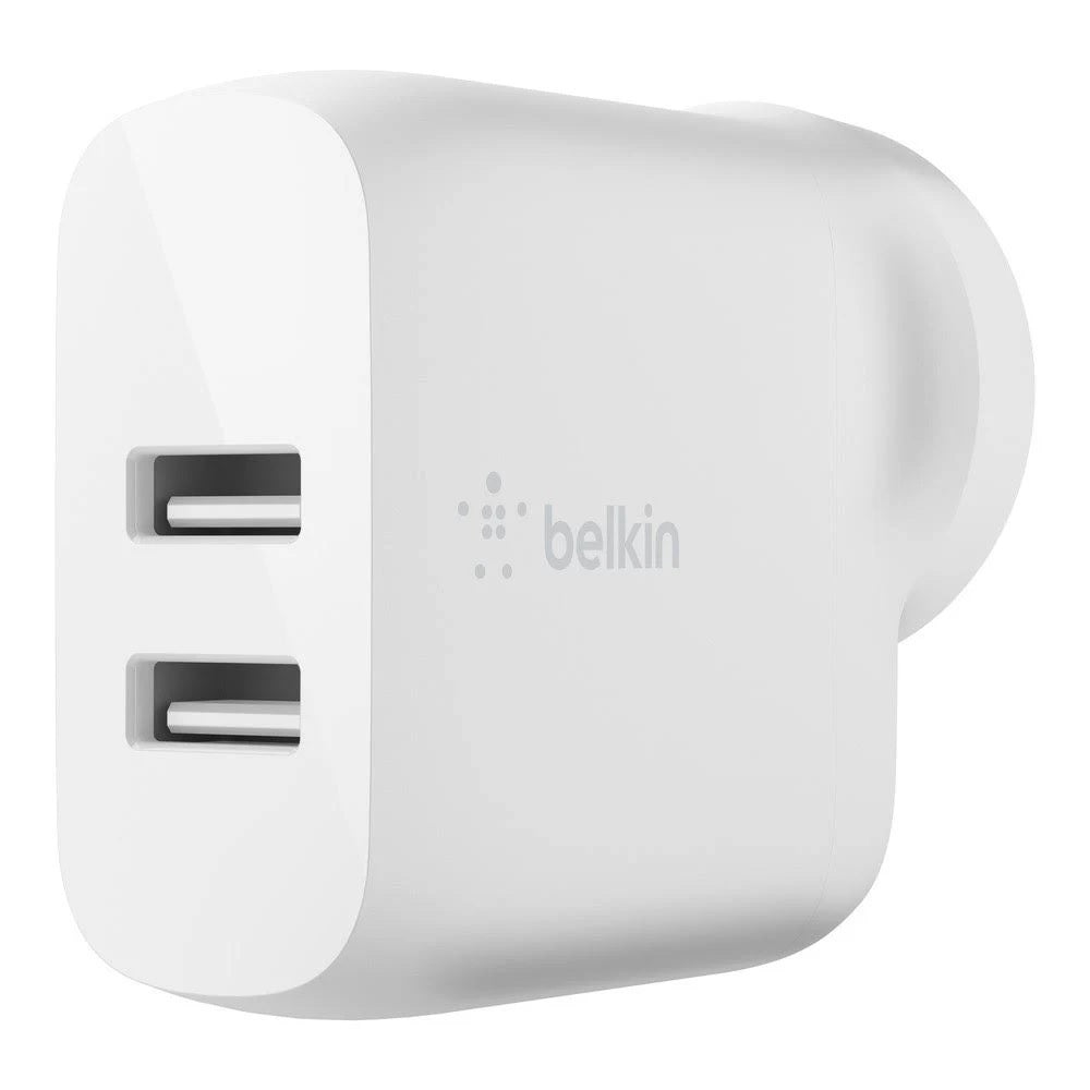 Belkin BoostCharge 24W Dual USB-A Wall Charger & USB-C Cable (1M) - White Belkin