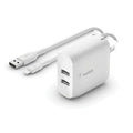 Belkin BoostCharge 24W Dual USB-A Wall Charger with 1M Lightning Cable - White Belkin