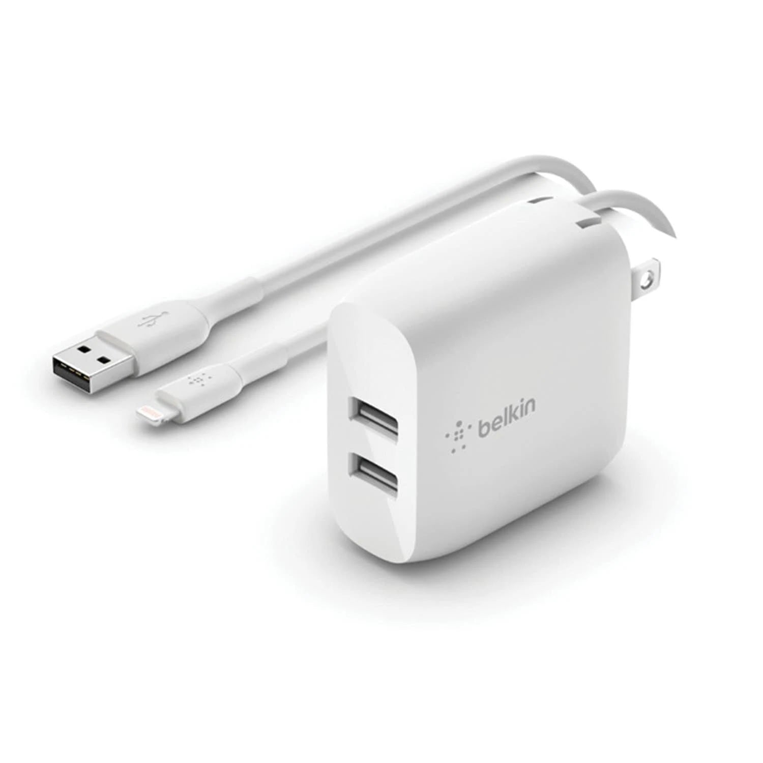 Belkin BoostCharge 24W Dual USB Charger Kit with 1M Lightning Cable - White 