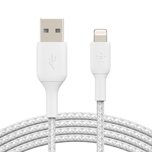 Belkin BoostCharge Braided Lightning to USB-A Cable 2M - MFI Certified White Belkin