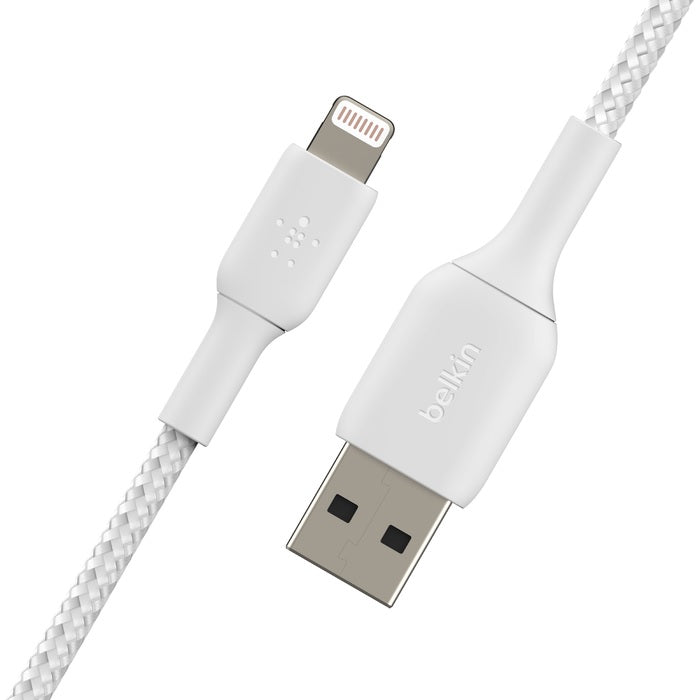 Belkin BoostCharge Braided Lightning to USB-A Cable 2M - MFI Certified White Belkin