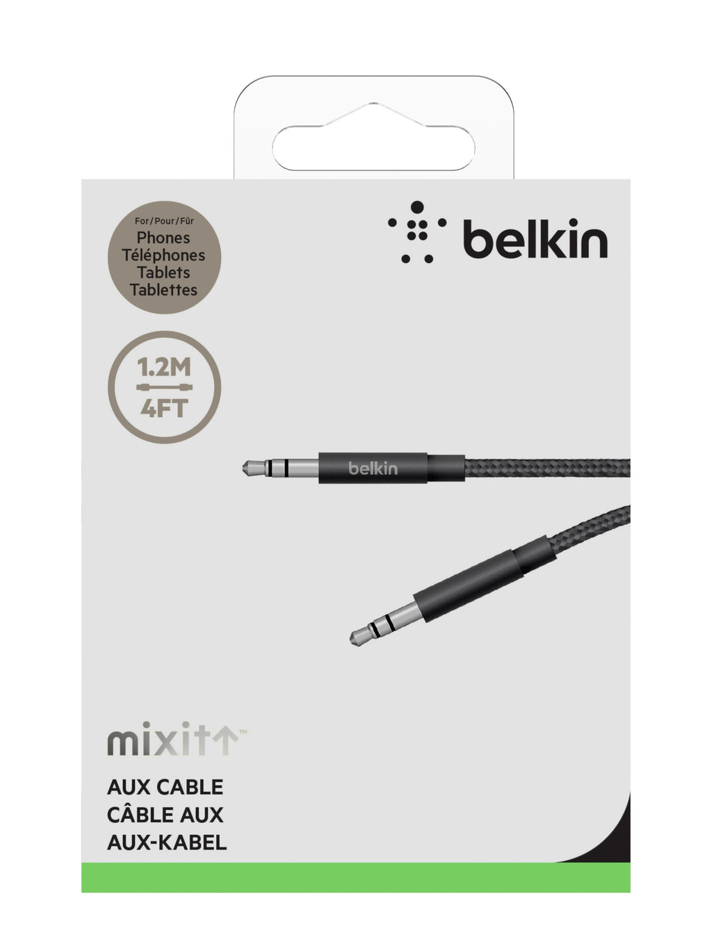 Belkin MIXIT Metallic AUX Cable 1.2M - Black | Durable Audio Cable Belkin