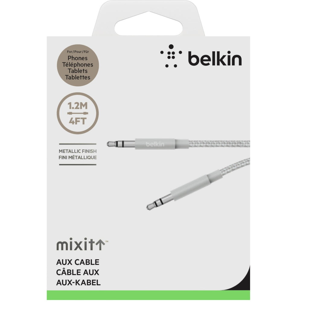 Belkin MIXIT Metallic AUX Cable 1.2M - Silver | Durable & Sleek Belkin