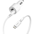 OtterBox 24W Dual Port Car Charger with Lightning Cable - White Otterbox