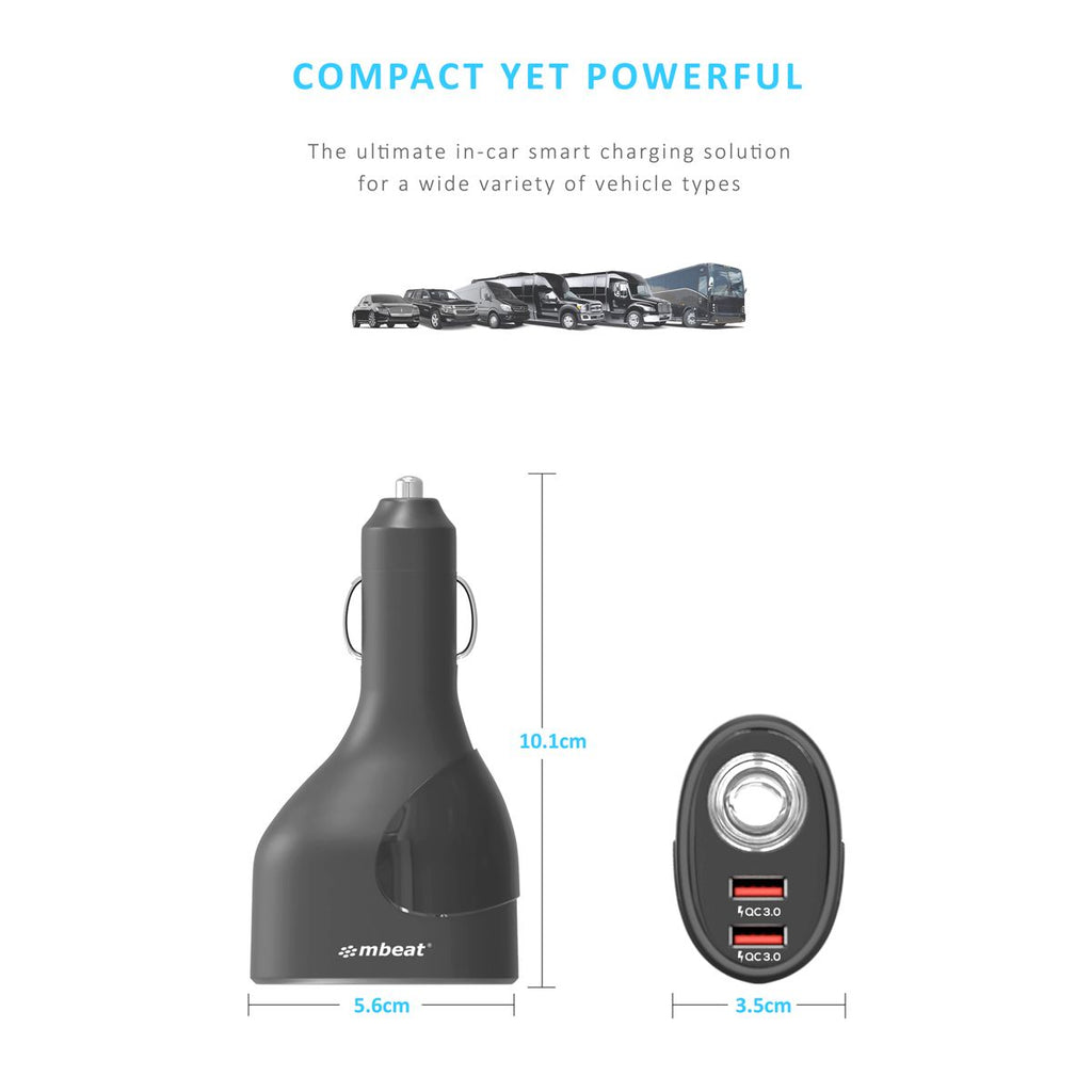 mbeat Gorilla Power QC 3.0 Fast Car Charger | USB & 12V Adapter MBEAT