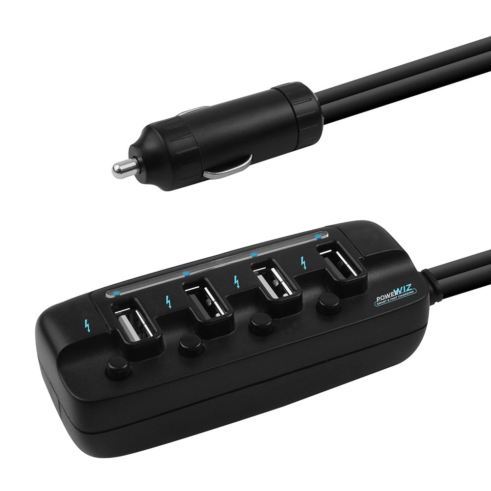 Rapid 4-Port USB Car Charger w/ Individual ON/OFF Switches MBEAT