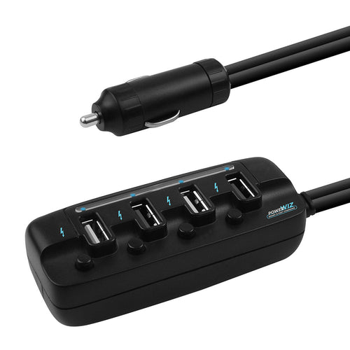 Rapid 4-Port USB Car Charger w/ Individual ON/OFF Switches