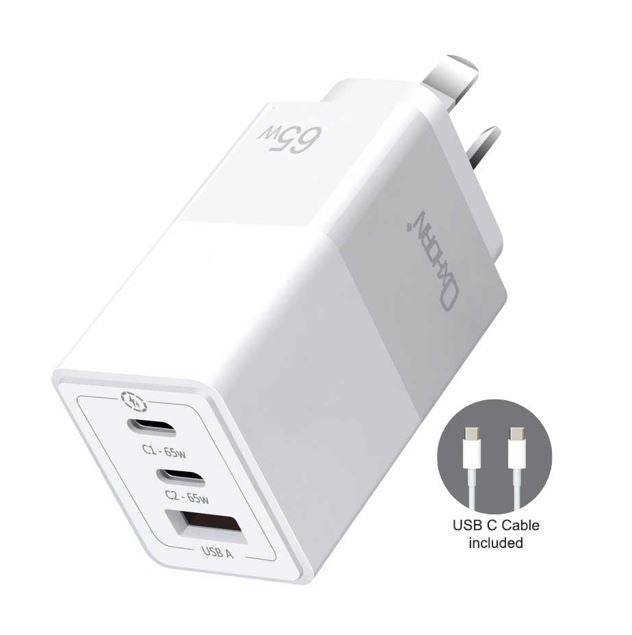 Oxhorn 65W GaN Fast Charger: USB-C Multi-Port for Laptop & Phone - AUS Approved Just You PC