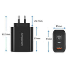 Simplecom CU265 65W GaN Dual Port USB-C Fast Wall Charger for Laptops & Phones Simplecom