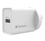 Verbatim 2.4A Fast USB Wall Charger - White Single Port Verbatim
