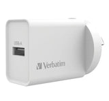 Verbatim 2.4A Fast USB Wall Charger - White Single Port Verbatim
