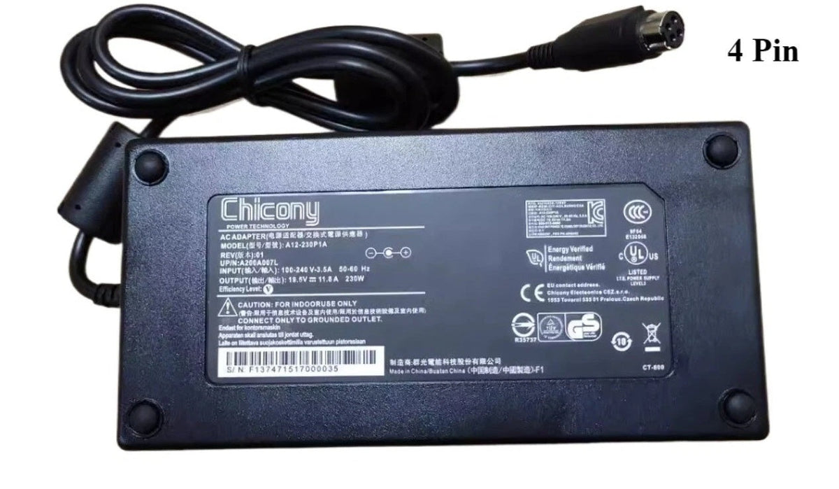 Powerful 230W AC Adapter Charger - 19.5V, 4-Pin Round Connector Leader