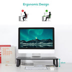 Ergolife Black Ergonomic Monitor Stand Riser - Durable Steel 