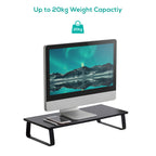 Ergolife Black Ergonomic Monitor Stand Riser - Durable Steel 