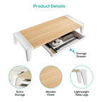 mbeat Eroglife Monitor Stand Riser with Storage Drawer - White Oak 
