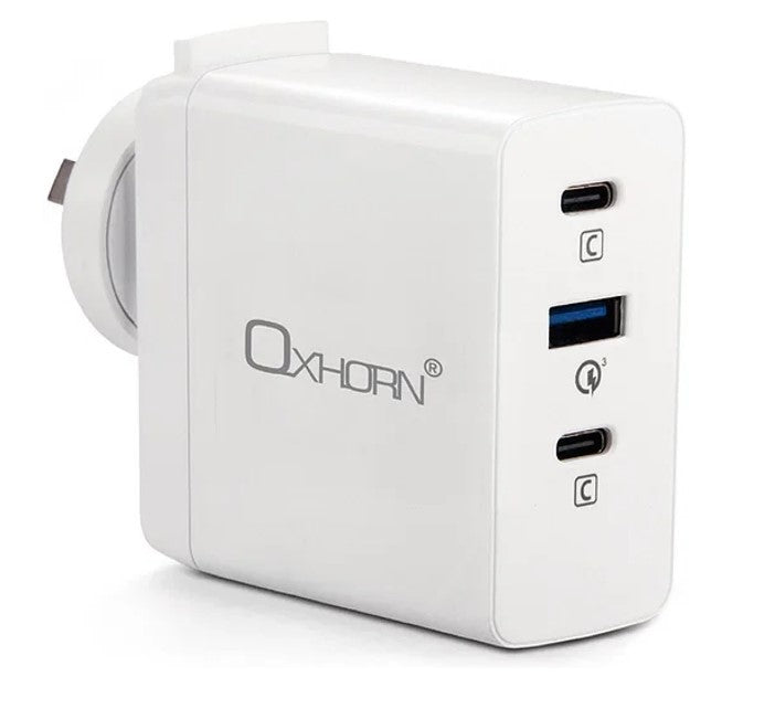 Oxhorn 100W GaN USB-C Fast Charger - 3 Port Laptop & Phone Just You PC