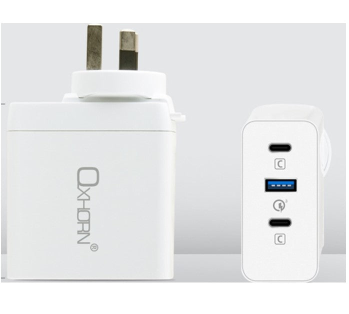 Oxhorn 100W GaN USB-C Fast Charger - 3 Port Laptop & Phone Just You PC