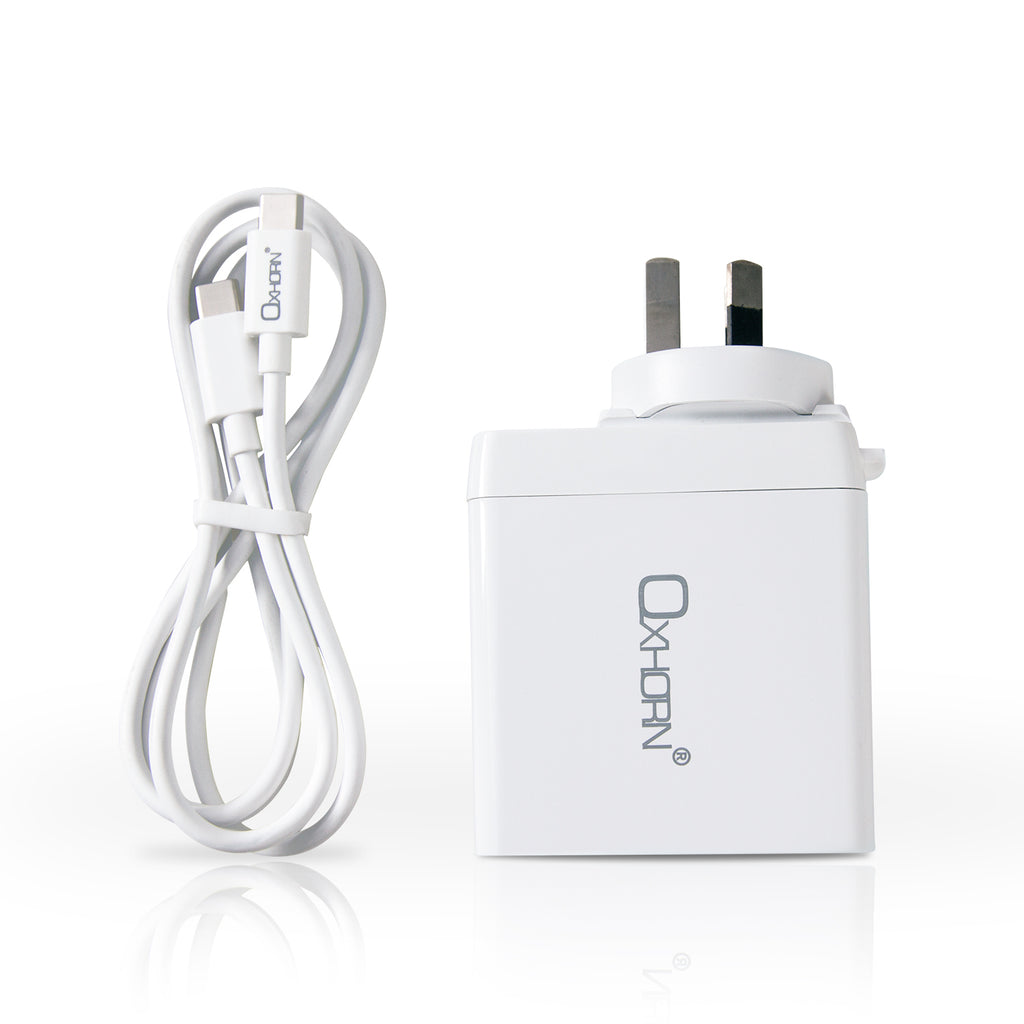 Oxhorn 100W GaN USB-C Fast Charger - 3 Port Laptop & Phone Just You PC