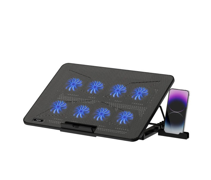 Rapoo Laptop Cooling Pad CF300, 8 High-Efficiency Cooling Fans , 7 Adjustable Angles, Multi-Functional & Versa