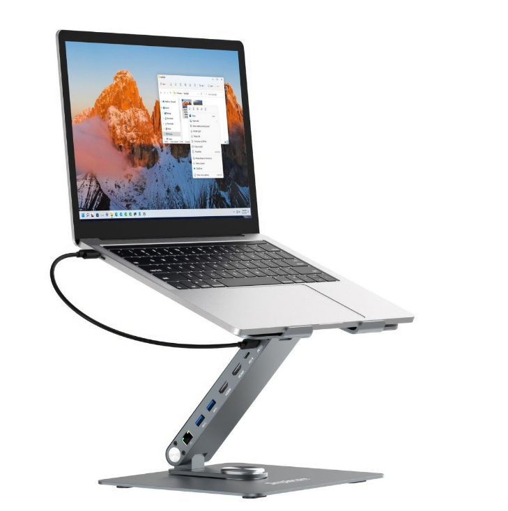 Simplecom CHT660: Adjustable Laptop Stand, USB-C Dock & Dual 4K HDMI Simplecom