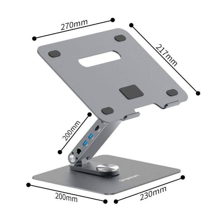 Simplecom CHT660: Adjustable Laptop Stand, USB-C Dock & Dual 4K HDMI Simplecom
