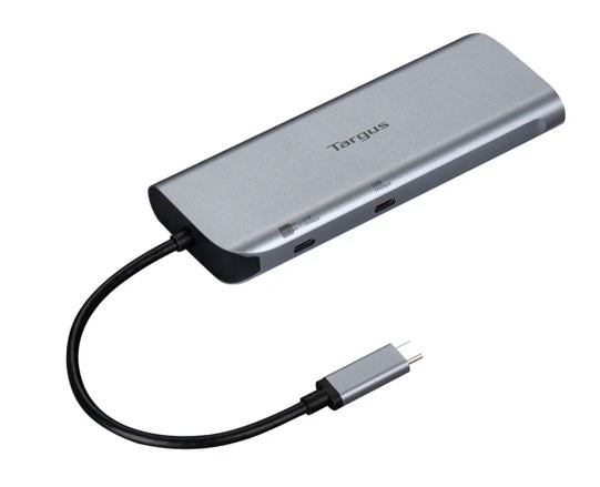 Targus Dual Video Mobile Dock with 140W EPR Pass-Thru USB-C 3.2 Ethernet 2xHDMI 2x USB-A 2xUSB-C Silver USB-C